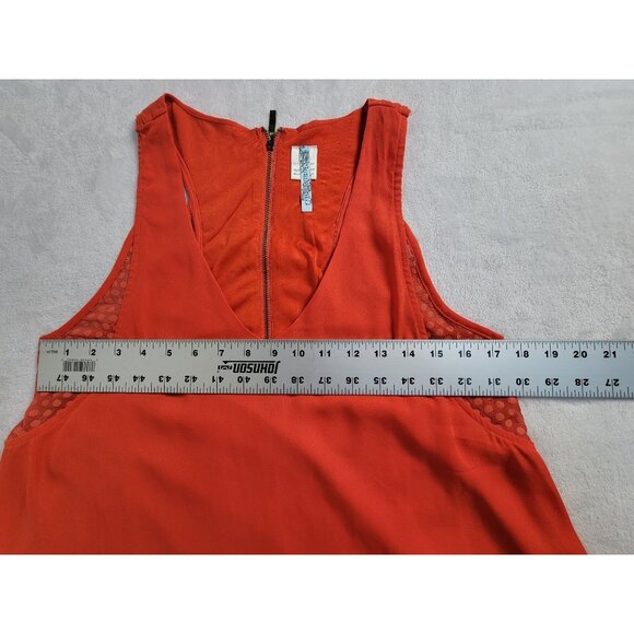 Moonlight Womens Sleeveless Orange A-Line Dress Medium V-Neck Sheer Side Panels - Picture 7 of 9